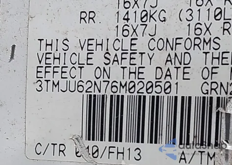 2006 Toyota Tacoma Prerunner V6 z USA, uszkodzony, nr VIN 3TMJU62N76M020501
